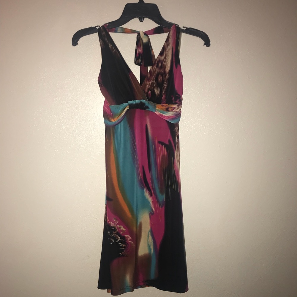 Multi colored halter dress